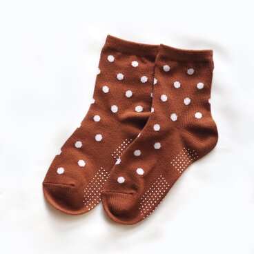 ショートソックスキッズL：19～21cm（シンプル水玉鹿ドット）子供用くつした