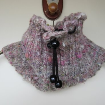 手紡ぎ糸の2wayネックウォーマー&ニット帽