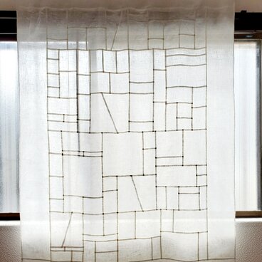 大きめタペストリー　白　麻　《受注制作》