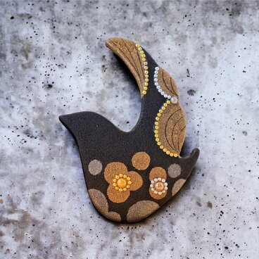 漆ブローチ「鳥華」
