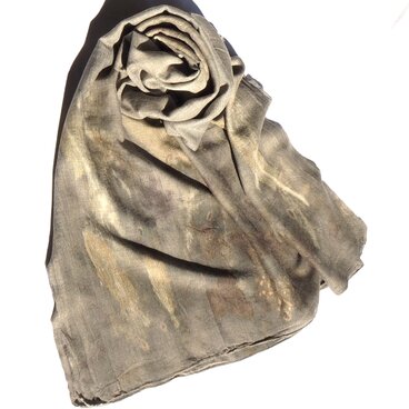 ハーブ染めストール☆オレガノ染めエコプリント☆シルク・ウール