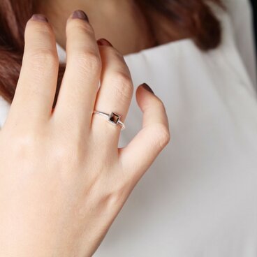 天然石リング スモーキークォーツ ピンキーにも Silver925 ◇ リング（224）