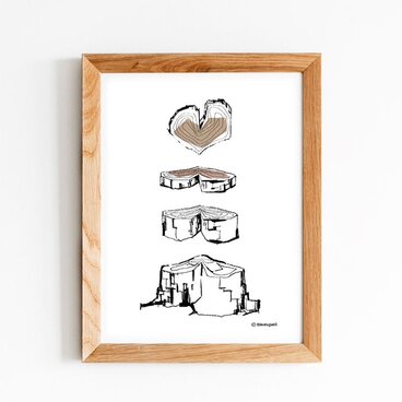 季節のイラストレーション_[ハート形の年輪]　インテリアイラストポスター