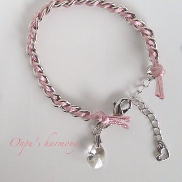 サテンコードブレスレット ピンク