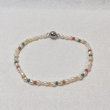 淡水パール＆ビーズのシックブレス