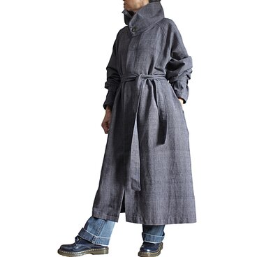 ジョムトン手織り綿ハイネックトレンチコート（JOO-001-01）