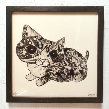 額付き銅版画作品　title「勇」