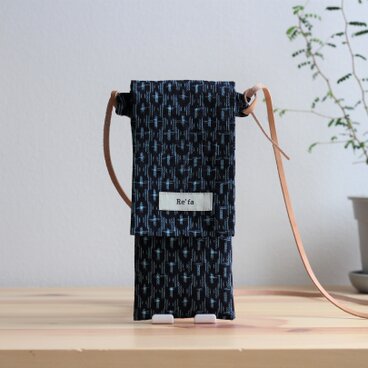 古布を使った　スマホショルダーD