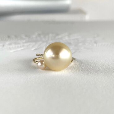 南洋パールとアコヤパールのセットリング（k14gf)