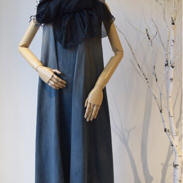 シャーリング入り　ペーパーフリンジストール