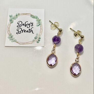 ゆらゆら揺れるアメジストピアス