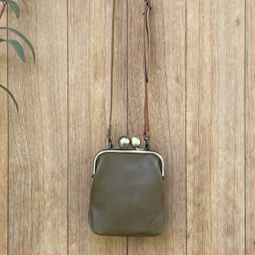 大玉がま口ミニポシェット（カーキ）