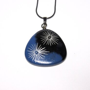 漆ペンダント（平三角）花火・青