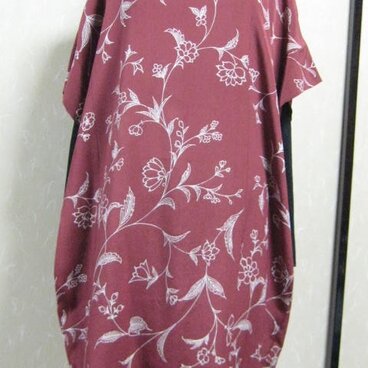 小紋ちりめん小豆色ワンピース