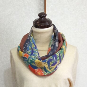 着物リメイク♪いろいろな花模様の正絹着物から作ったおしゃれなスヌード
