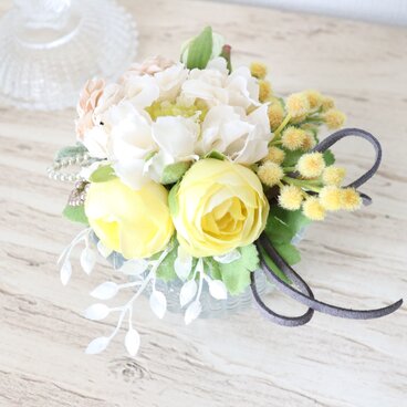 2wayコサージュ　ミモザイエロー（アーティフィシャルフラワー）