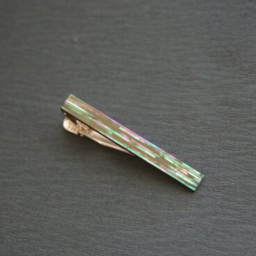 漆工芸螺鈿ネクタイピン （鮑貝ストライプ）