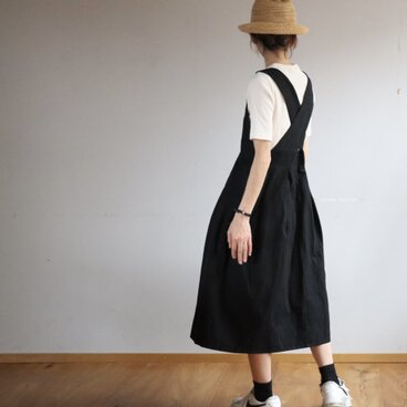 上品にもカジュアルにもウエストマークワンピース【くすみブラック】