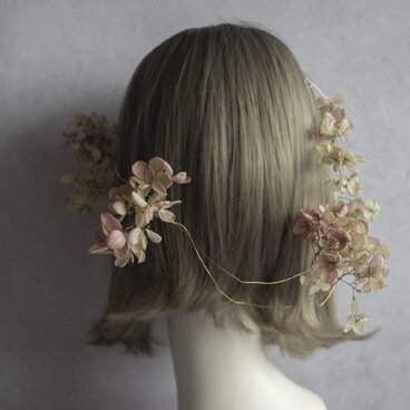 【再販】あじさいのワイヤーヘッドドレス（pink)