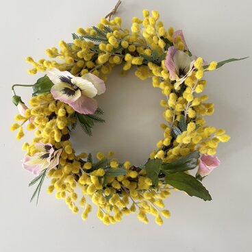 ミモザとパンジーのリース（S）