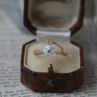 桜のお花の高品質ホワイトシェル（白蝶貝）のフォークリング