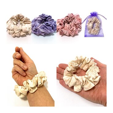 プレゼントにも◎髪をすっきりまとめたい全ての方へ！ブレスレットとしても使用できるコットン綿素材の手染めのムラ染めシュシュ