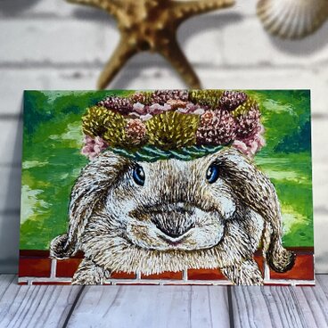 うさぎのポストカード　花冠のロップちゃん　同柄ポストカード5枚セット