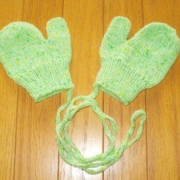 キッズ用純毛ミトン(イエロー×グリーン)