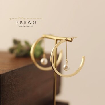 《受注製作》18KGP・フープピアスS　-パール-