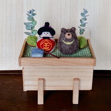 金太郎とクマの五月人形セット（桐箱付き）