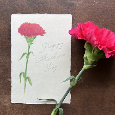 母の日に。和紙の絵葉書【カーネーション　Happy Mothers Day】
