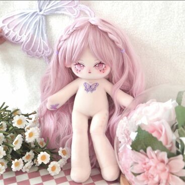 長い脚 30cm 無属性 ぬいぐるみ ピンクの髪ピンクの目女の子 着せ替えぬいぐるみ 綿人形 コットンドール キャラクター