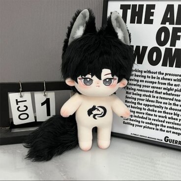 20cm 無属性 ぬいぐるみ 黒髪黒目男の子 獣耳付け着せ替えぬいぐるみ 綿人形 コットンドール キャラクターぬいぐるみ
