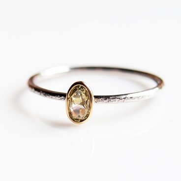 【訳あり】大人の華奢リング　Pt900/K18コンビ　ファンシーカラーダイヤモンド　イエロー　華奢　オーダー　5号〜14.5号