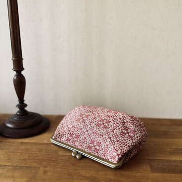 pouch[手織りがま口ポーチ]　レッド