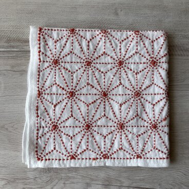 ✳︎刺し子ふきん✳︎麻の葉しゅ色