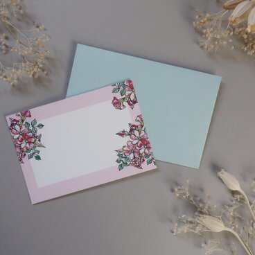 ミニメッセージカード　8枚セット（封筒付き）【Pink×Flowers】