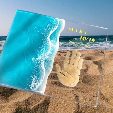 海の手形足形メモリアルボード　出産祝い、誕生日、結婚祝いなどにお勧めです☆