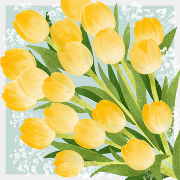 チューリップの大判ハンカチ（黄）