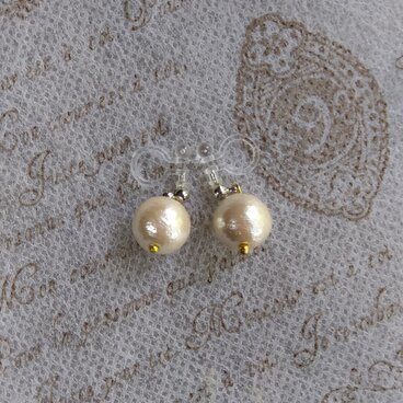 コットンパールキスカノンホールピアス