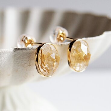 ルチルクォーツ K18　ピアス