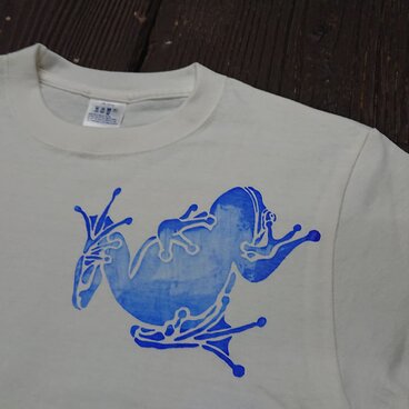 カエルTシャツ adult　/　ひっくりカエル　バニラホワイト