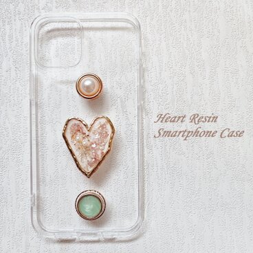 ニュアンス ハートレジンのスマホケース iPhone Android 全機種対応 Xperia Galaxy Aquos
