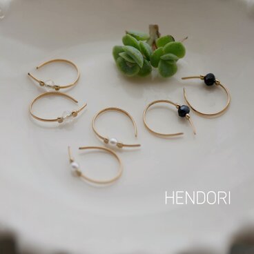 14kgf クリンプビーズ フープピアス  2mm 14kgfワイヤー