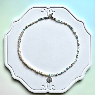 夏色　大人のビーズネックレス　淡水パール　SV925