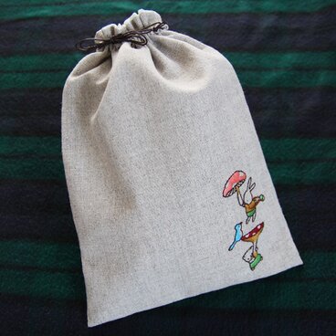 どうぶつ柄刺繍巾着（売約済）