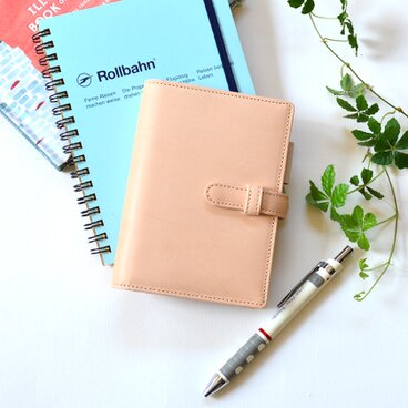 【ミニ6穴システム手帳：ヌメ革　ナチュラルベージュ】牛革製　MK-1501-SUN_belt