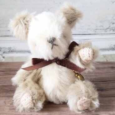 こぎん刺しのパンダのぬいぐるみ　ミルクティーパンダ