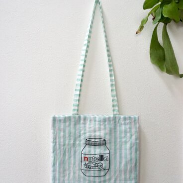 麻のストライプトート