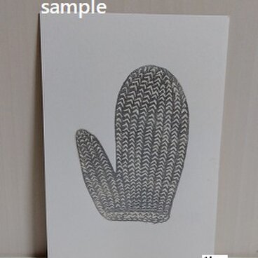 葉書〈ミトン-2（シルバーエンボス加工）